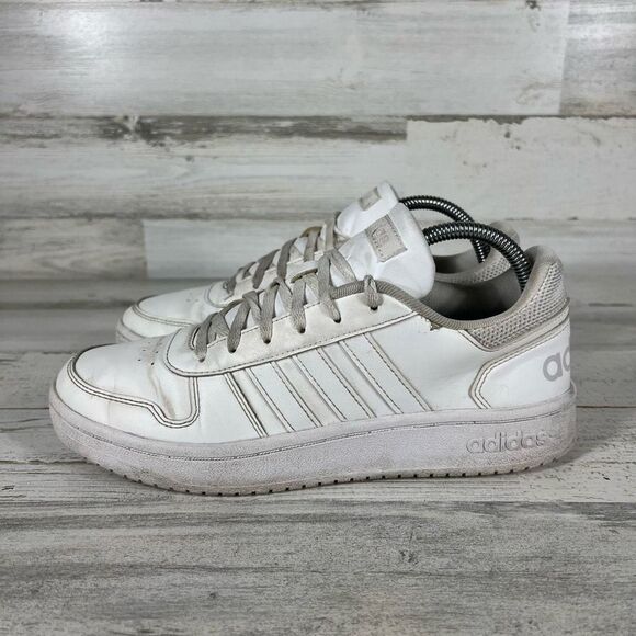 Adidas Womens Hoops 2.0 Cloud White Casual Shoes Lace Up Size 8.5 - Picture 2 of 9